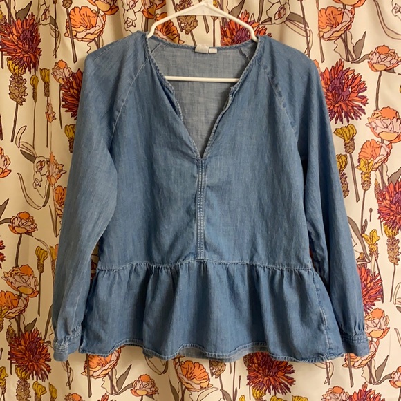 GAP Tops - Gap Chambray Denim Shirt with Peplum Bottom